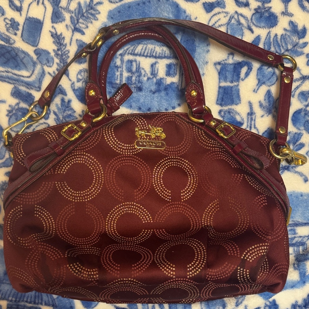 Coach Burgundy Circle Pattern Satchel